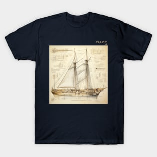 Technical diagram of an old sailboat T-Shirt